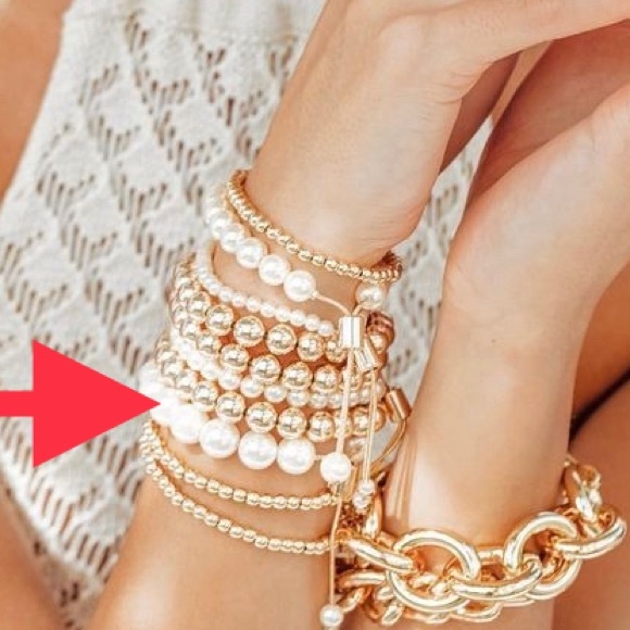 18K GOLD FILLED BEAD GEMSTONE BRACELET, GOLD BEAD ADJUSTABLE BRACELET - Picture 3 of 4